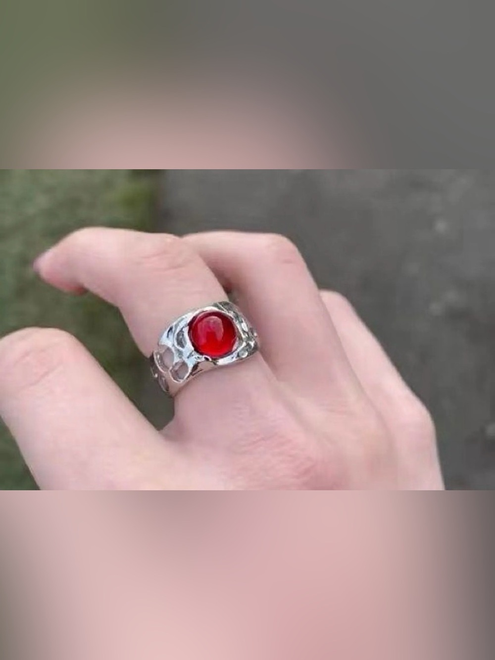 Striking Y2K-Inspired Chunky Molten Silver Ring